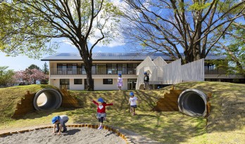 儿童画里的木屋乐园，MRN幼儿园 / HIBINOSEKKEI +日比野设计